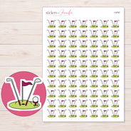 Golf Clubs and Putting Green Planner Stickers | I-9787 — 5 × 7 inch sheet and enlarged sticker detail