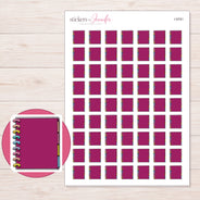 Magenta Disc Planner Stickers | I-9791 — 5 × 7 inch sheet and enlarged sticker detail