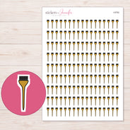 Gold Hair Color Brush Planner Stickers | I-9793 — 5 × 7 inch sheet and enlarged sticker detail
