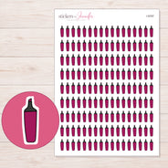 Magenta Highlighter Planner Stickers | I-9797 — 5 × 7 inch sheet and enlarged sticker detail