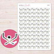 Hockey Sticks and Puck Planner Stickers | I-9800 — 5 × 7 inch sheet and enlarged sticker detail