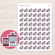 Magenta Hospital Planner Stickers | I-9801 — 5 × 7 inch sheet and enlarged sticker detail
