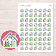 Pale Green House Planner Stickers | I-9803 — 5 × 7 inch sheet and enlarged sticker detail