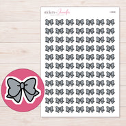 Gray Bow Planner Stickers | I-9806 — 5 × 7 inch sheet and enlarged sticker detail
