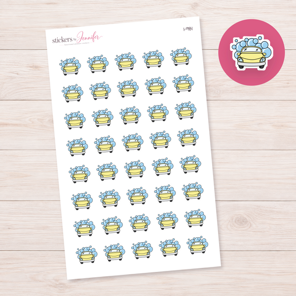 Yellow Car Wash Planner Stickers | I-981