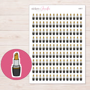 Gold Lipstick Planner Stickers | I-9817 — 5 × 7 inch sheet and enlarged sticker detail