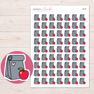 Gray Heart Lunch Bag Planner Stickers | I-9818 — 5 × 7 inch sheet and enlarged sticker detail