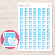 Blue Heart Stand Mixer Planner Stickers | I-9828 — 5 × 7 inch sheet and enlarged sticker detail