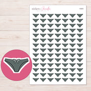 Charcoal Bow Underwear Planner Stickers | I-9835 — 5 × 7 inch sheet and enlarged sticker detail