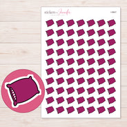 Magenta Pillow Planner Stickers | I-9847 — 5 × 7 inch sheet and enlarged sticker detail