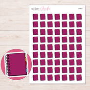 Magenta Spiral Planner Stickers | I-9851 — 5 × 7 inch sheet and enlarged sticker detail