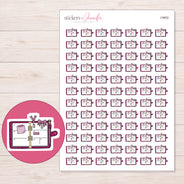 Open Decorated Magenta Planner Stickers | I-9852 — 5 × 7 inch sheet and enlarged sticker detail