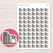 Planner Books and Pencil Cup Planner Stickers | I-9855 — 5 × 7 inch sheet and enlarged sticker detail