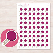 Magenta Pom Pom Paper Clip Planner Stickers | I-9858 — 5 × 7 inch sheet and enlarged sticker detail