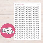 White Heart Craft Cutting Machine Planner Stickers | I-9860 — 5 × 7 inch sheet and enlarged sticker detail
