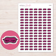 Magenta Sleep Mask Planner Stickers | I-9880 — 5 × 7 inch sheet and enlarged sticker detail