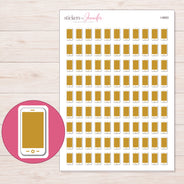 Gold Screen Smartphone Planner Stickers | I-9883 — 5 × 7 inch sheet and enlarged sticker detail