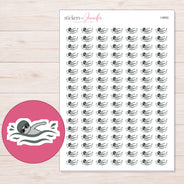 Gray Swimmer Planner Stickers | I-9892 — 5 × 7 inch sheet and enlarged sticker detail