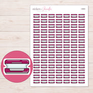 Magenta Tanning Bed Planner Stickers | I-9893 — 5 × 7 inch sheet and enlarged sticker detail