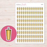Gold Straw Tumbler Planner Stickers | I-9897 — 5 × 7 inch sheet and enlarged sticker detail