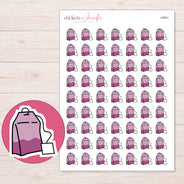 Pink Tea Bag Planner Stickers | I-9901 — 5 × 7 inch sheet and enlarged sticker detail