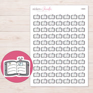 Open Gray Planner with Bow Clip Planner Stickers | I-9905 — 5 × 7 inch sheet and enlarged sticker detail