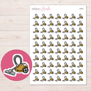 Gold Canister Vacuum Planner Stickers | I-9916 — 5 × 7 inch sheet and enlarged sticker detail