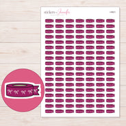 Magenta Bow Washi with Loose End Planner Stickers | I-9921 — 5 × 7 inch sheet and enlarged sticker detail