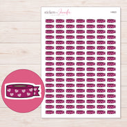 Magenta Heart Washi with Loose End Planner Stickers | I-9923 — 5 × 7 inch sheet and enlarged sticker detail