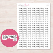 Gray Clothesline Planner Stickers | I-9932 — 5 × 7 inch sheet and enlarged sticker detail