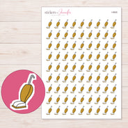 Gold Doodle Upright Vacuum Planner Stickers | I-9935 — 5 × 7 inch sheet and enlarged sticker detail