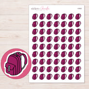 Magenta School Backpack Planner Stickers | I-9938 — 5 × 7 inch sheet and enlarged sticker detail
