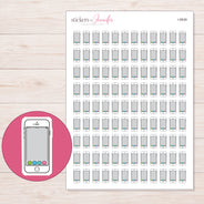 White Smartphone with App Icons Planner Stickers | I-9939 — 5 × 7 inch sheet and enlarged sticker detail
