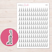 Gray Upright Vacuum Planner Stickers | I-9945 — 5 × 7 inch sheet and enlarged sticker detail