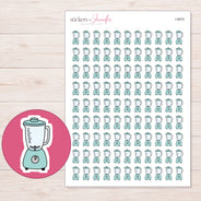 Pale Teal Blender Planner Stickers | I-9970 — 5 × 7 inch sheet and enlarged sticker detail