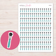Teal Makeup Brush Planner Stickers | I-9979 — 5 × 7 inch sheet and enlarged sticker detail