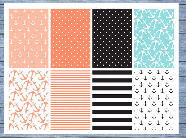Anchors Full Box Planner Stickers, Big Happy Planner, Erin Condren, Classic Happy Planner