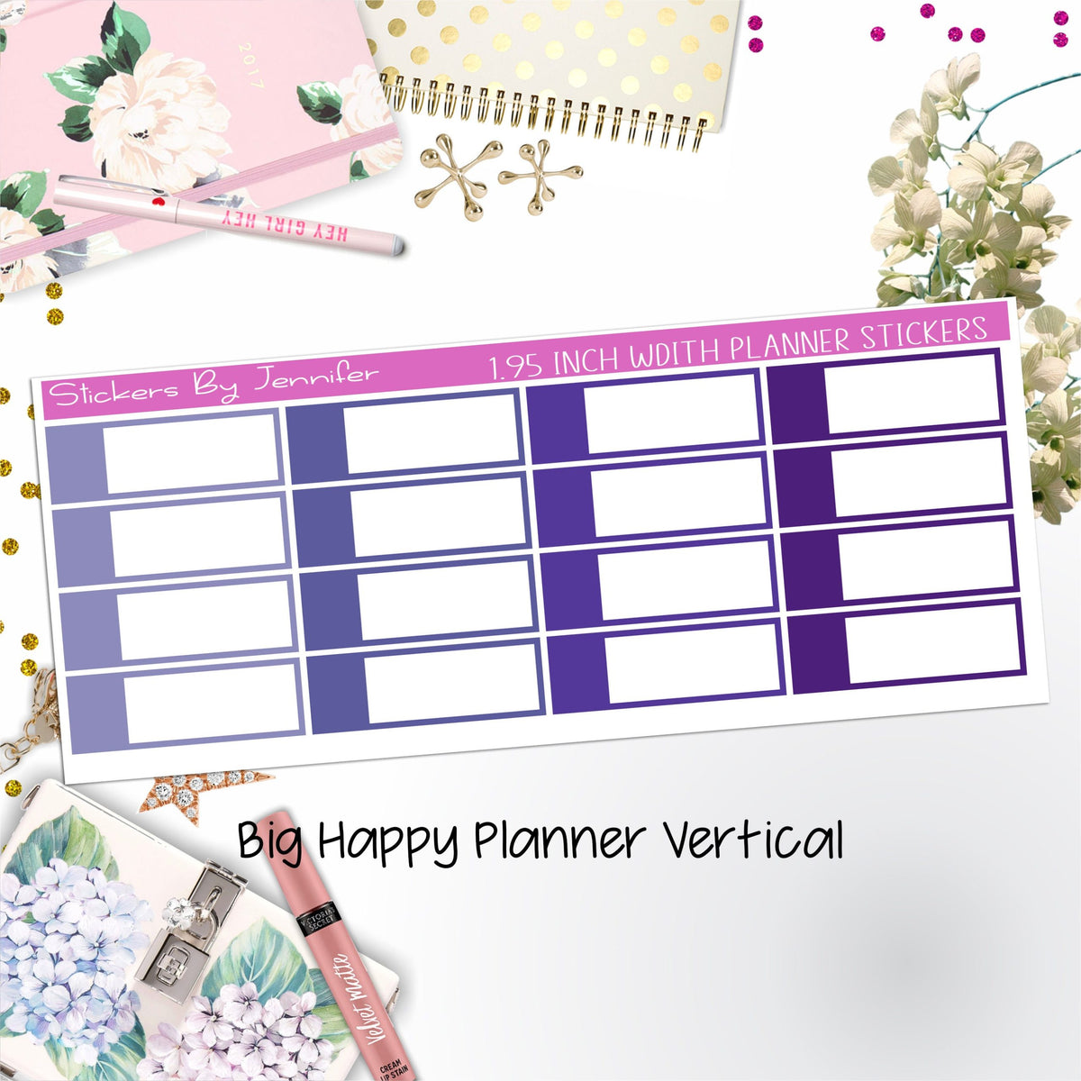 Appointment Labels 1.95 inch Width Quarter Boxes 701 for Big Happy Planner Vertical Planner Stickers