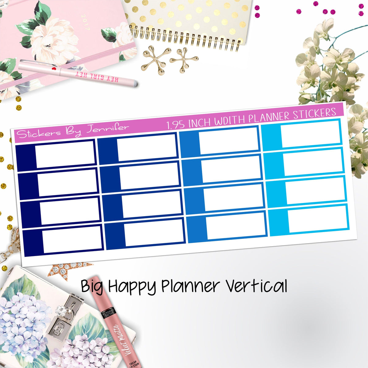 Appointment Labels 1.95 inch Width Quarter Boxes 703 for Big Happy Planner Vertical Planner Stickers