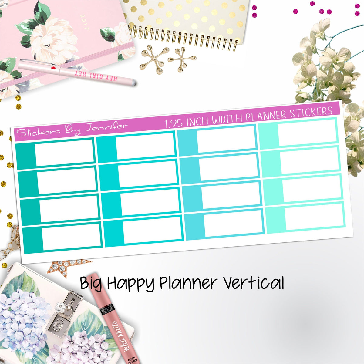 Appointment Labels 1.95 inch Width Quarter Boxes 706 for Big Happy Planner Vertical Planner Stickers