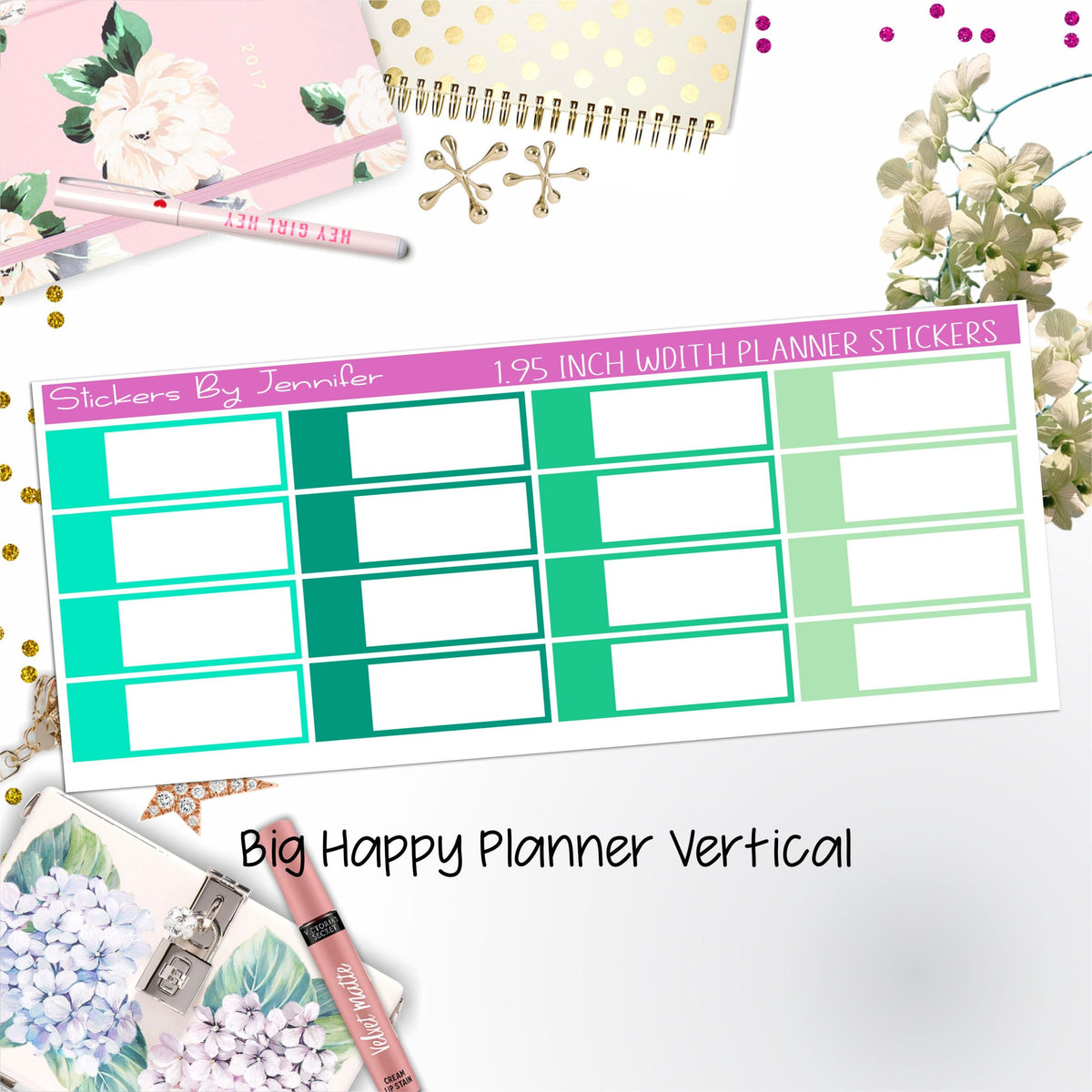 Appointment Labels 1.95 inch Width Quarter Boxes 707 for Big Happy Planner Vertical Planner Stickers