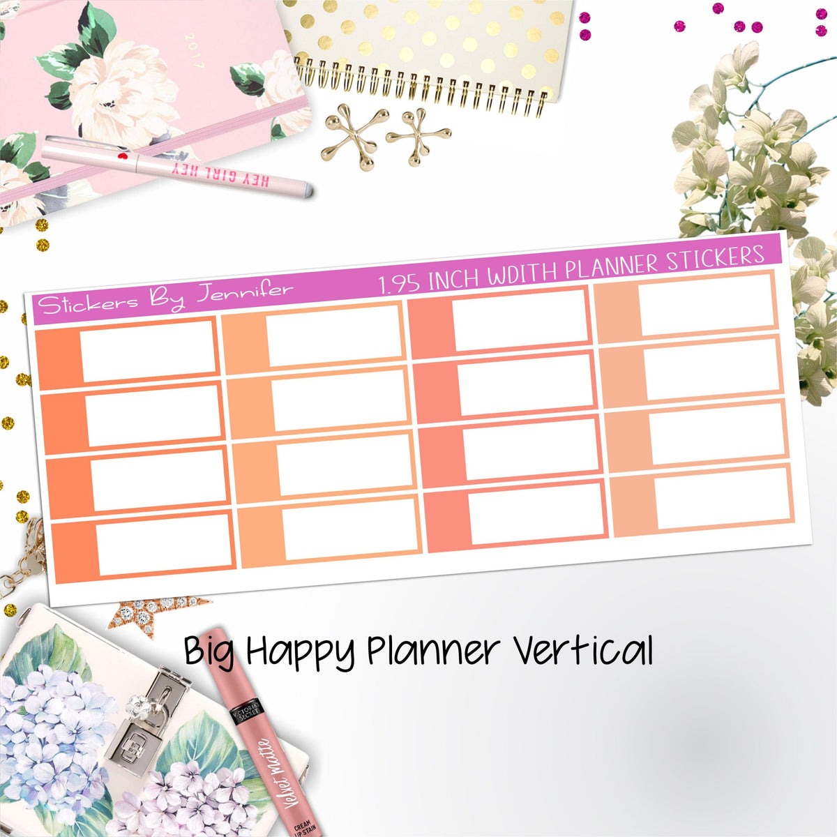 Appointment Labels 1.95 inch Width Quarter Boxes 722 for Big Happy Planner Vertical Planner Stickers
