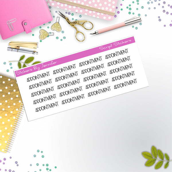 Appointment Script Stickers, Typography Stickers, Planner Stickers