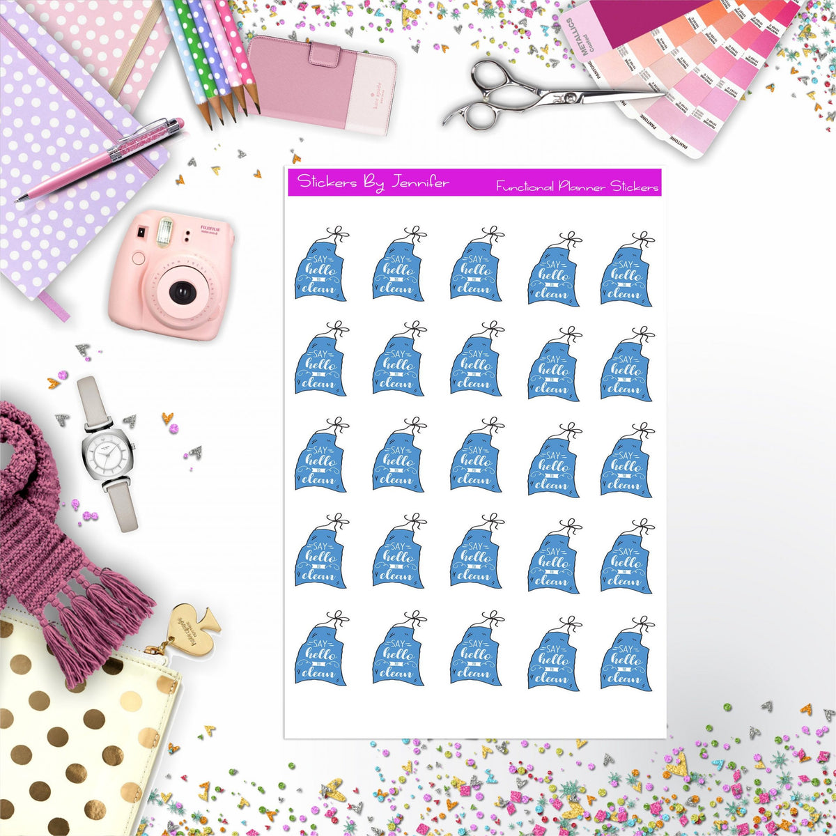Apron Stickers, Planner Stickers, Journal Stickers, Functional Planner Stickers, Stationary Stickers