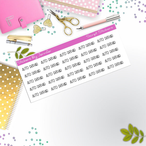 Auto Repair Script Stickers, Typography Stickers, Planner Stickers