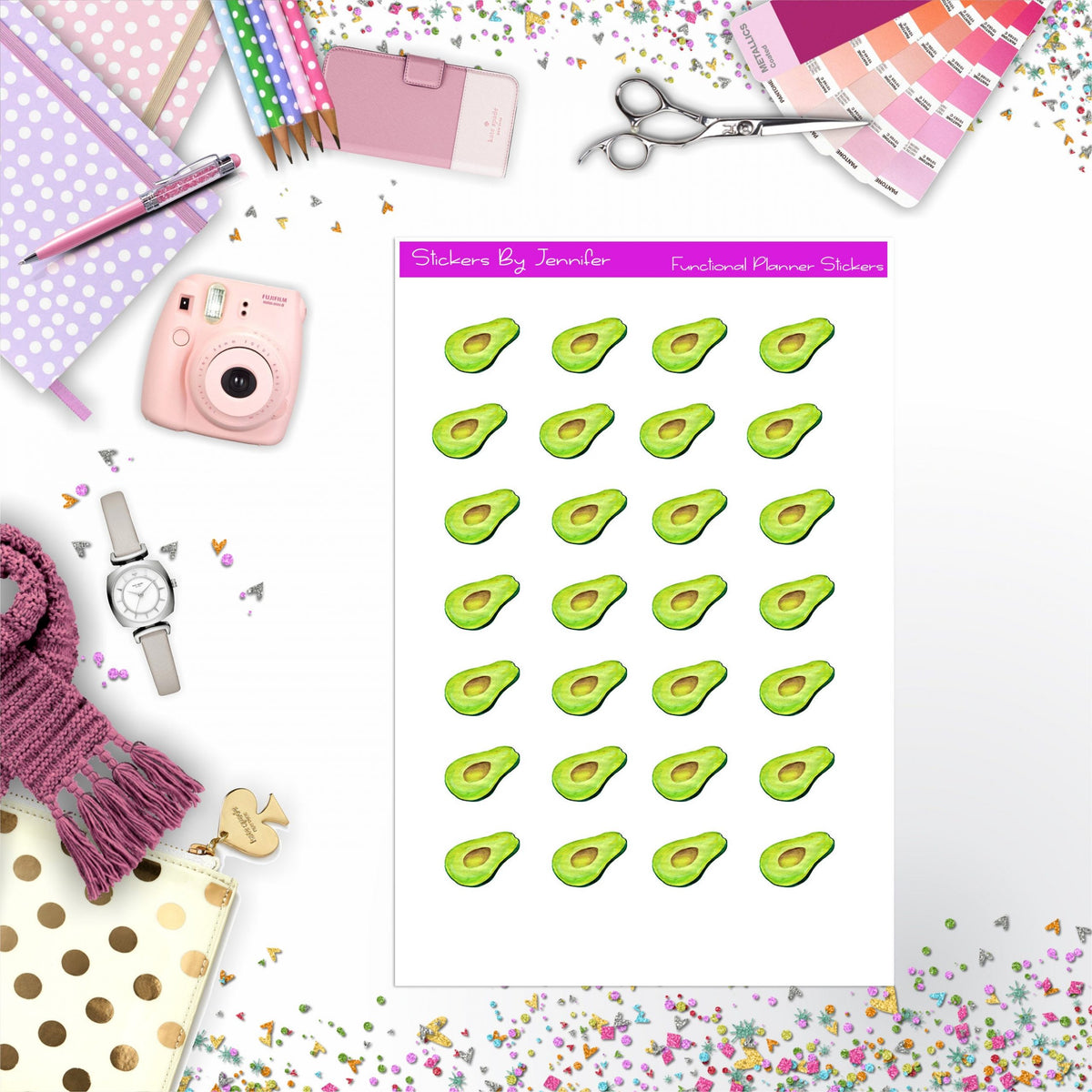 Avocado Stickers, Planner Stickers, Journal Stickers, Functional Planner Stickers, Stationary Stickers