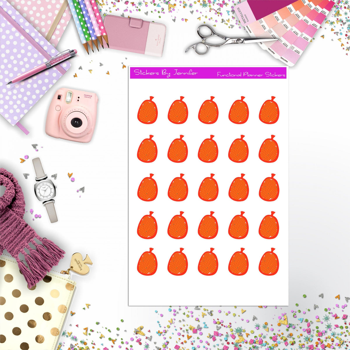 Bag of Oranges Stickers, Planner Stickers, Journal Stickers, Functional Planner Stickers, Stationary Stickers