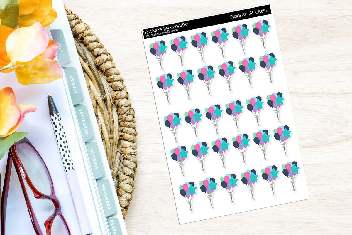 Balloon Planner Stickers, Bullet Journal Stickers, Functional Planner Stickers, Stationary Stickers