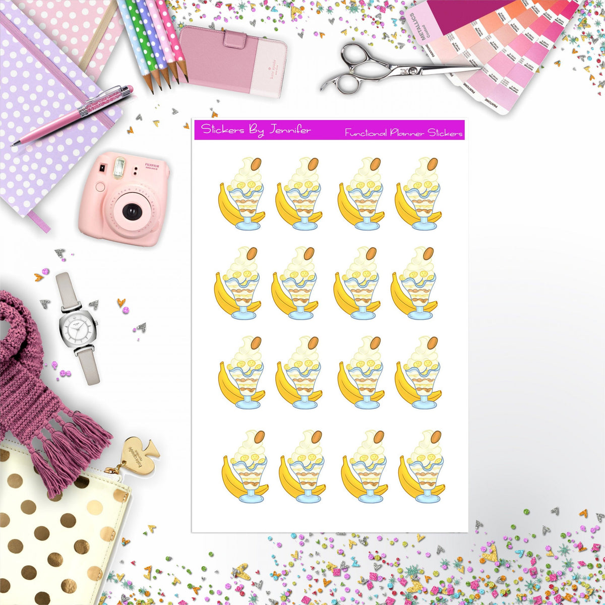 Banana Pudding Stickers, Planner Stickers, Journal Stickers, Functional Planner Stickers, Stationary Stickers
