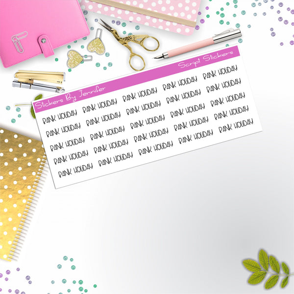Bank Holiday Script Stickers, Typography Stickers, Planner Stickers